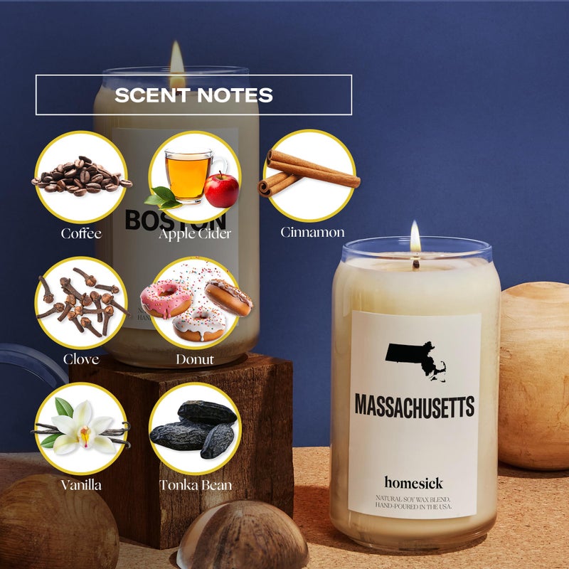 Homesick Scented Candles for Home (Massachusetts) - 13.75 oz Long-Lasting Soy Wax Jar Candle for Women & Men for All Occasions  60-80 Hours Burn Time - Notes of Coffee & Apple Cider - Image 4